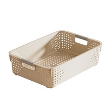 【品樂生活】淨序 加大款兩用收納籃 SB261014 收納盒 置物盒 瀝水籃 置物籃 塑膠籃 洗菜籃, 奶油白, 1個