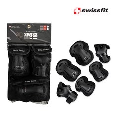 스위스핏 자전거 인라인 보호대 팔꿈치+무릎+손목 세트, 블랙, 1개