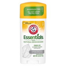 Arm & Hammer Essentials 천연 탈취제 함유 데오드란트 무향 71g(2.5oz), 70 g