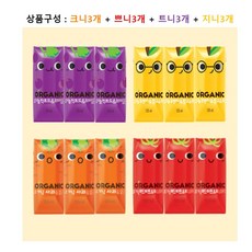 롯데칠성 크니쁘니트니지니 4가지맛 각3개(총12개) 오가닉 유기농 어린이 아이 주스 간식, 125ml