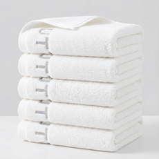 융풍 수건 호텔수건 60수 고급수건 절묘한 편지 자수 타올, 흰색, 5개