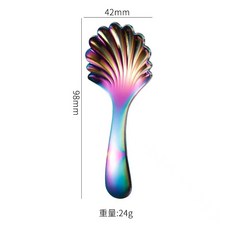 台灣本土貨 便攜勺子叉子短柄叉勺學生用吃飯甜品圓勺叉子迷你餐具, 1 殼勺幻覺色, 1個