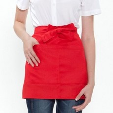 허리형 미니 단색 앞치마 레드 요리 주방 미술 공방