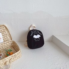 DFMEI 兒童嬰幼兒園1-3歲2小書包寶寶男女孩揹包迷你卡通帆布雙肩包包, 黑色小號:如圖, 1個