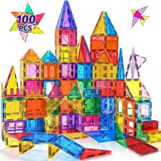 3-5세 4-8세 어린이를 위한 NVHH 100PCS 마그네틱 타일 블록 유아를 위한 STEM 학습 교육용 자석 조립 장난감 3 4 5 6 7 8세 이상 어린이를 위한 크리스마