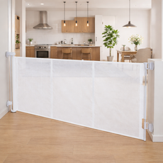 프리미엄 아기 유아 신생아 안심소재 중간지지대 스크린 안전문 롤 롤링 펜스 울타리 최대 170cm, 화이트