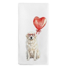 Nvucamd 재미있는 발렌타인 말 선물 주방 타월 말 애호가 주인 선물 발렌타인 말 동물 핸드 타월 욕실용 농가 말 접시 티 타월 주방 아기방용 40.6 x 61cm, Bichon Frise