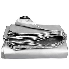 코팅 천막지 보호 사각삼면 타포린원단 방수 그늘, 2x2m, 더블 실버 스