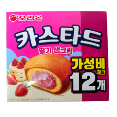 오리온 카스타드 딸기 생크림 12p, 276g, 3개