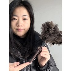 타조털 먼지 흡입 먼지털이 두꺼운 청소용 먼지제거기, 1개, 짧은 (차량용 실용) 그레이
