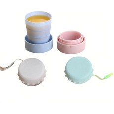 접이식 여행 컵 4팩 뚜껑과 카라비너가 포함된 130ml 물컵 캠핑 하이킹 여행을 위한 누수 방지 휴대용 음료 BPA 프리 PP블루핑크베이지그린, 접이식 여행 컵 4팩 뚜껑과 카라비너가 포함된 130m