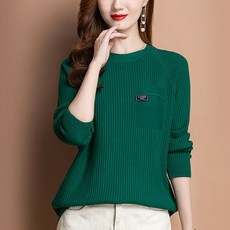 MOSAIRATION 여성 라운드넥 루즈핏 체형커버 심플 긴팔 베이직 니트 K0111906