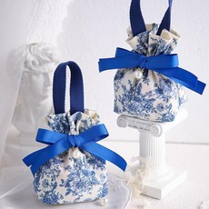 [인기템]리본 꽃 복주머니 명절 선물용 전통복주머니 발렌타인데이 웨딩 돌잔치 답례품 구디백 포장 가방, 1개, 리본 복주머니 레드