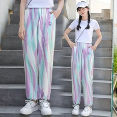 賣場優選新款可愛童裝女童防蚊褲女童防蚊褲夏季薄款兒童休閒運動套裝冰絲2025新款女孩大童夏裝潮