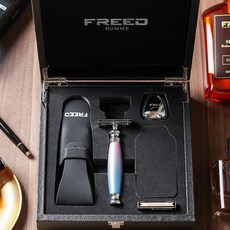 FREED 兩周年紀念款 尊爵四件組雙刃刮鬍刀禮盒 男 禮物, 1個, 獨角獸,免費刻字, 10