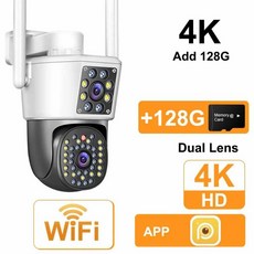 와이파이 야외 카메라 모션 추적 비디오 렌즈 스크린 방수 보안 시스템, B. EU 플러그, 7. 4K 8MP ADD 128G