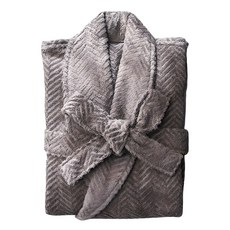 柔軟觸感 40 支人字紋酒店浴袍, 1個, 炭灰色