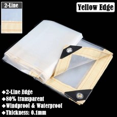 발코니 가림막 발코니 스크린야외 투명 방수포 0.1mm 정자 퍼걸라 창문 방풍 천막 정원 식물 방수 캔버스, 02 1x1m, 02 Yellow edge