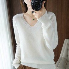 데일리쮸 부드러운 여성 브이넥 긴팔 니트