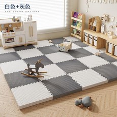 家用防滑泡沫拼接爬行墊 寶寶遊戲地板墊, 新品強推 - 白色 灰色 無甲醛