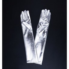西門町發光派對屋 金銀亮皮長手套, 銀, 1個