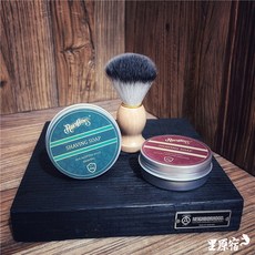 바버샵 이발소 싱글 민트 폼 쉐이빙 수염 비누거품 면도 솝 브러시 브러쉬 65g 거품 1 세트, 10 실버쓰리 +샌달우드 면도비누 65g