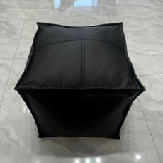 가죽 풋스툴 커버 헌옷 수납 변신 소파 좌식 빈백, [다크나이트블랙][고양이 긁힌 피부 45*45]