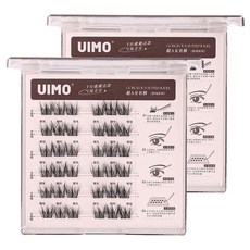 UIMO 골져스 슈퍼 모델 노 글루 인조 속눈썹, 2개, 블랙