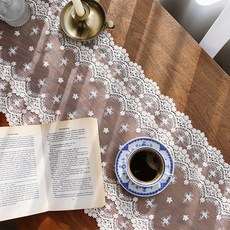 DECOTONIK Grace奶油蕾絲桌旗, 2人用(寬 30cm x 長 134cm)