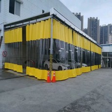투명방수포 세차장 천막 분리 커튼 바람막이 방풍 비닐, 폭 0.5m x 높이 1m, 투명 플라스틱 상하 옐로우