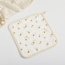 HoWoWo 六層紗圍兜 純棉U型加大款, 1個, 方形-2.花朵