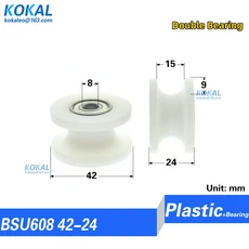 U 스타일 베어링 휠 트랙 가이드 휠 Ud8 608Z 698 볼 베어링 코팅 U 그루브 POM 도르래 휠 외부 48mm 4 개, 01 10개, 01 U8 42 24