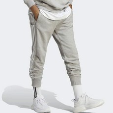 adidas 愛迪達 三線束口褲 男款 灰色 訓練長褲 锥形貼身運動褲 軌道褲 春秋季 針織法式運動褲