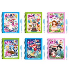 6종 세트 워터 매직 노트 물로 쓱쓱 색칠하는 무한반복 미술 놀이 신기한 컬러링 북 색칠 공부 물 그림 그리기 아쿠아 드로잉, W99056A(A세트, 1세트