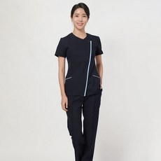 側拉鍊式窄版醫院服組 海軍藍