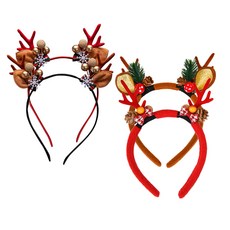 크리스마스 파티 머리핀 순록 모양 4P 세트 포토존 단체, 1세트, 붉은색