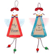 참여미술 전통소품 천사장식 방문걸이 꾸미기키트/ 뱃지만들기재료 초등diy만들기세트 색칠놀이, 5개, 혼합색상