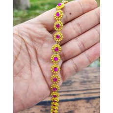 【非織不可】塑料圓形貼鑽裝飾條 金色/銀色線帶珠鍊 舞台戲曲演出服輔料DIY配飾, 1個, 7, 金色/銀色