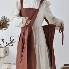 어린이집 꽃집 카페 식당 공방 플로리스트 롱 원피스 앞치마, 블랙, 1개