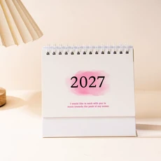 2027년 새 책상 달력 3가지 사이즈(소형 중형 대형) 영어 달력 책 연간 할 일 목록 월간 일일 플래너 시간, 1개, 05 S-Pink