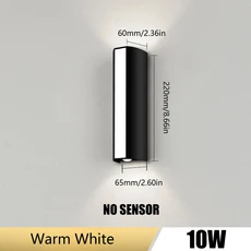 1PCS LED 벽 램프 AC85-265V 실내 야외 조명 10W 방수 베란다 복도, 01 Warm White, 1개