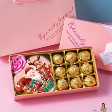 妮可 德芙禮盒裝 零食 巧克力禮盒 聖誕節禮物 花束 - 浪漫花束巧克力禮盒，多種口味一次滿足，送女友最佳選擇, 1個, 18格經典德芙款禮盒（粉）聖誕節