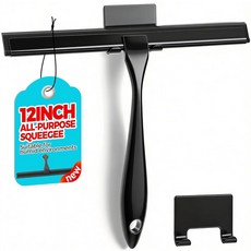 ALFLOD 샤워 문 타일 샤워 벽 욕실 창문 유리 및 자동차 앞유리 거울 및 주방용 29.2cm11.5인치 다목적 샤워 스퀴지 - 스테인리스 스틸 블랙 413099, 11.5 Inch