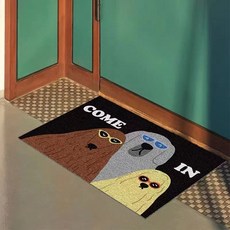 현관용 디자인 발매트 인테리어매트 재미 있은 고양이 입구 현관 매트 개 미끄럼 방지 PVC 바닥 쉬운 깨끗한 항목 복도 홈 장식 먼지 제거 카펫, 3)Dogs, 1개