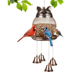 야외용 LBTING 새 모이통 다람쥐 방지 금속 야생 장식 정원 마당에 매달려 있는 귀여운 고양이 모양