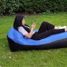 캠핑 투톤 파우치포함 휴대용 야외쇼파 에어소파, 스카이블루