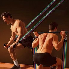 [smtone] 홈트 문틈 튜빙 운동 밴드 세트 30/40/60/80/100/120 파운드, 1세트, 혼합 색상