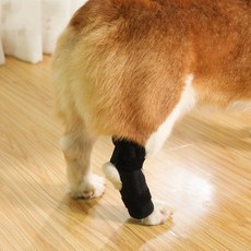 이지유 강아지 발목 보호대 애견 관절 탈구 무릎 십자인대 예방 깁스 노견 대형견 보조, 2개, (숏) 블랙