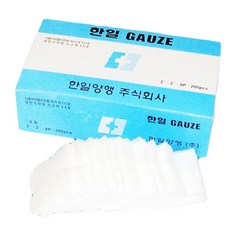 한일 접은거즈 200매 2인치 가아제 드레싱 꺼즈 멸균거즈 외과거즈 일회용거즈 소독거즈, 1개