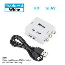 HDMI 호환 to AV RCA CVSB L/R 비디오 스케일러 어댑터 HD 1080P 박스 변환기 PC HDTV 프로젝터용, 02 HD2AV White, 1개